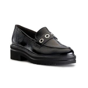 New Paul Green Billie Loafer Black Crinkled Patent Sz 4.5 / 7